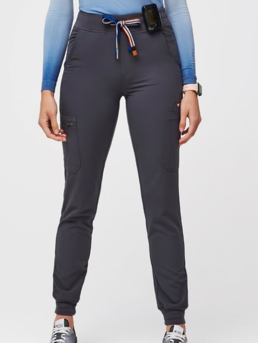 FIGS Charcoal Pride Scrub Set - Catarina Top & Zamora High Waisted Joggers - Picture 3 of 10